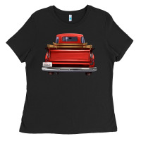 Black western red truck back view Ladies Tee - FaDigitalArtStudio