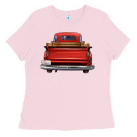 Bubblegum Pink western red truck back view Ladies Tee - FaDigitalArtStudio