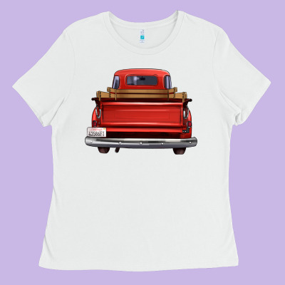 Western Red Truck Back View Ladies Tee Designed By Fadigitalartstudio
