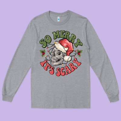 So Merry It's Scary Long Sleeve Tee Designed By Maliassmallbusiness