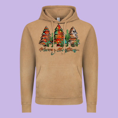 Western Christmas Trees Merry Christmas Vintage Hoodie Designed By Jasminsmagicworld