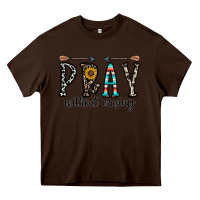 Chocolate Brown pray whithout crasing Heavy Core Tee - CowhideDigitalArt