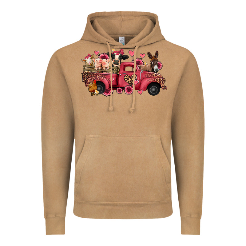 Valentines Day Leopard Farm Animals Truck Vintage Hoodie by Jasminsmagicworld | Teevron