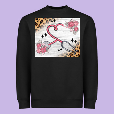 Customized Leopard Floral Nurse Heavyweight Sweatshirt Designed By Maliassmallbusiness