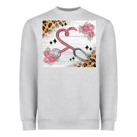 Heather Grey customized leopard floral nurse Heavyweight Sweatshirt - MaliasSmallBusiness