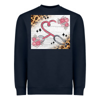 Navy customized leopard floral nurse Heavyweight Sweatshirt - MaliasSmallBusiness