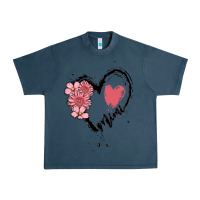 Midnight Navy mimi flower heart Urban Heavy Tee - MaliasSmallBusiness