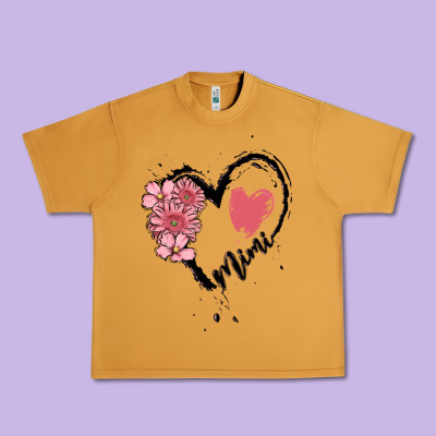 Mimi Flower Heart Urban Heavy Tee Designed By Maliassmallbusiness