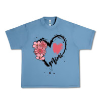 Pebble Blue mimi flower heart Urban Heavy Tee - MaliasSmallBusiness