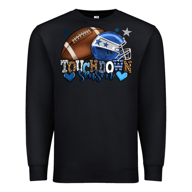 Touchdown Season American Football Blue Team Color Premium Sweatshirt by HowdyJamesFarm | Teevron