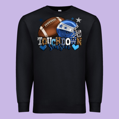 Touchdown Season American Football Blue Team Color Premium Sweatshirt Designed By Howdyjamesfarm