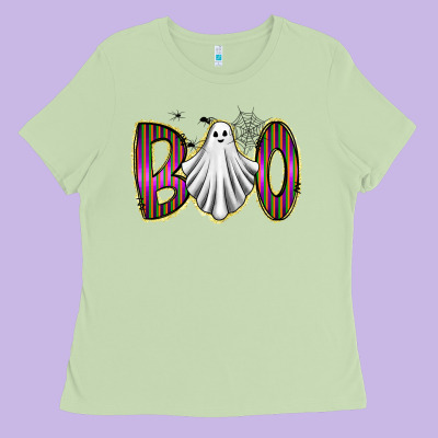 Boo Ghost Ladies Tee Designed By Racoondesign
