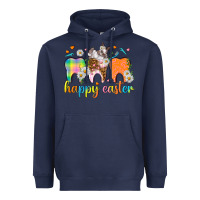 Navy Happy Easter Dental Easter Day Heavyweight Hoodie - HowdyJamesFarm