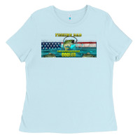 Baby Blue fishing dad  libbey glass Ladies Tee - HRA Design Shop