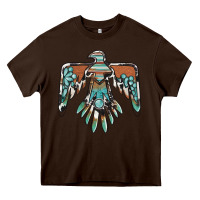 Chocolate Brown thunderbird with gemstone Heavy Core Tee - BarkalooDesign