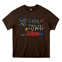 Chocolate Brown small town autism Heavy Core Tee - CowhideDigitalArt