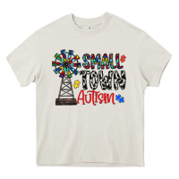 Cream small town autism Heavy Core Tee - CowhideDigitalArt