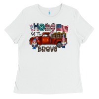 White home of the brave Ladies Tee - CowhideDigitalArt