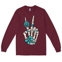Burgundy turquoise gemstone skeleton hand Long Sleeve Tee - MaliasSmallBusiness