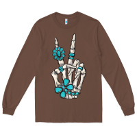 Chestnut turquoise gemstone skeleton hand Long Sleeve Tee - MaliasSmallBusiness