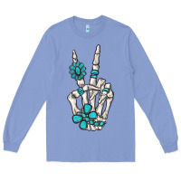 Colony Blue turquoise gemstone skeleton hand Long Sleeve Tee - MaliasSmallBusiness