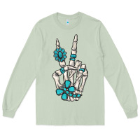 Matcha turquoise gemstone skeleton hand Long Sleeve Tee - MaliasSmallBusiness