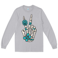 Moon Dust turquoise gemstone skeleton hand Long Sleeve Tee - MaliasSmallBusiness