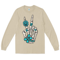 Mushroom turquoise gemstone skeleton hand Long Sleeve Tee - MaliasSmallBusiness