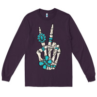 Plum turquoise gemstone skeleton hand Long Sleeve Tee - MaliasSmallBusiness