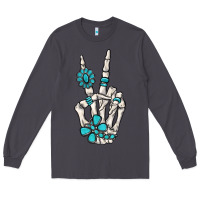 Smoke turquoise gemstone skeleton hand Long Sleeve Tee - MaliasSmallBusiness