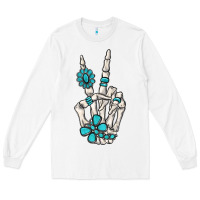White turquoise gemstone skeleton hand Long Sleeve Tee - MaliasSmallBusiness