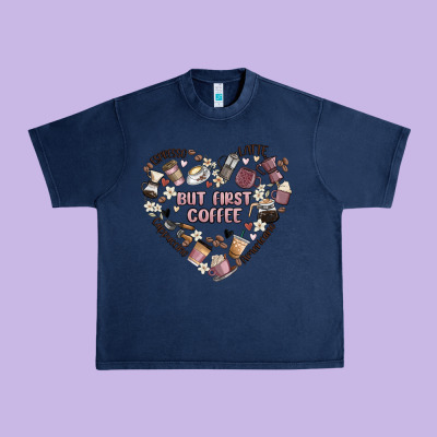 But First Coffee Urban Heavy Tee Designed By Maliassmallbusiness