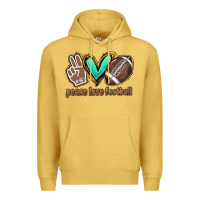 Antique Gold Peace love football Premium Hoodie - HowdyJamesFarm