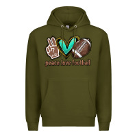 Army Green Peace love football Premium Hoodie - HowdyJamesFarm