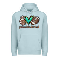 Blue Mist Peace love football Premium Hoodie - HowdyJamesFarm