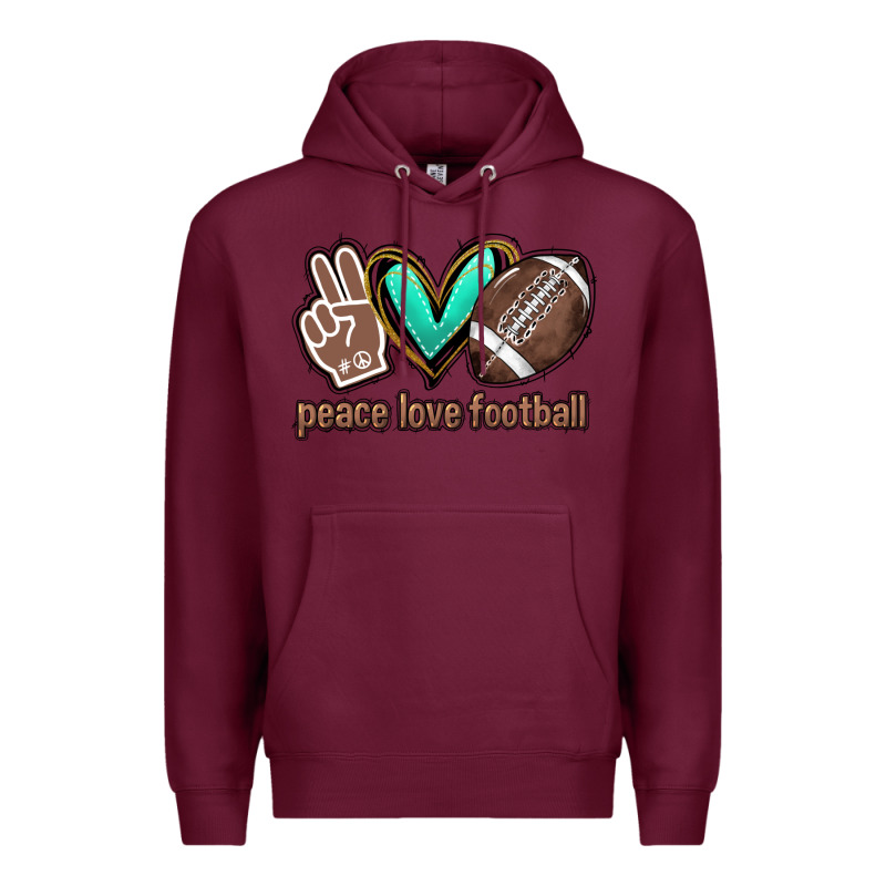 Peace Love Football Premium Hoodie by HowdyJamesFarm | Teevron