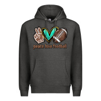 Charcoal Heather Peace love football Premium Hoodie - HowdyJamesFarm