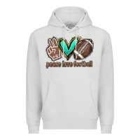 Dove Grey Peace love football Premium Hoodie - HowdyJamesFarm