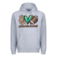 Heather Grey Peace love football Premium Hoodie - HowdyJamesFarm