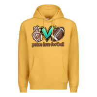 Mustard Peace love football Premium Hoodie - HowdyJamesFarm
