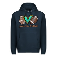 Navy Peace love football Premium Hoodie - HowdyJamesFarm