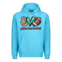 Ocean Blue Peace love football Premium Hoodie - HowdyJamesFarm