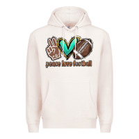 Pale Pink Peace love football Premium Hoodie - HowdyJamesFarm