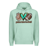 Seafoam Peace love football Premium Hoodie - HowdyJamesFarm