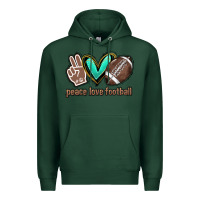 Sports Green Peace love football Premium Hoodie - HowdyJamesFarm