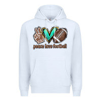 White Peace love football Premium Hoodie - HowdyJamesFarm