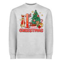 Heather Grey red christmas bunny 1st christmas Heavyweight Sweatshirt - MaliasSmallBusiness