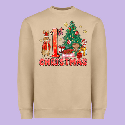 Red Christmas Bunny 1st Christmas Heavyweight Sweatshirt Designed By Maliassmallbusiness