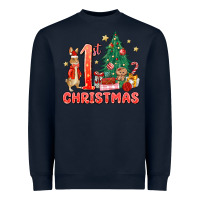 Navy red christmas bunny 1st christmas Heavyweight Sweatshirt - MaliasSmallBusiness