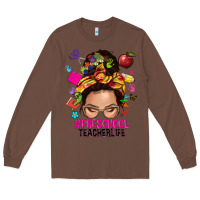 Chestnut preschool teacher life  messy bun Long Sleeve Tee - NancyCooperArtShop